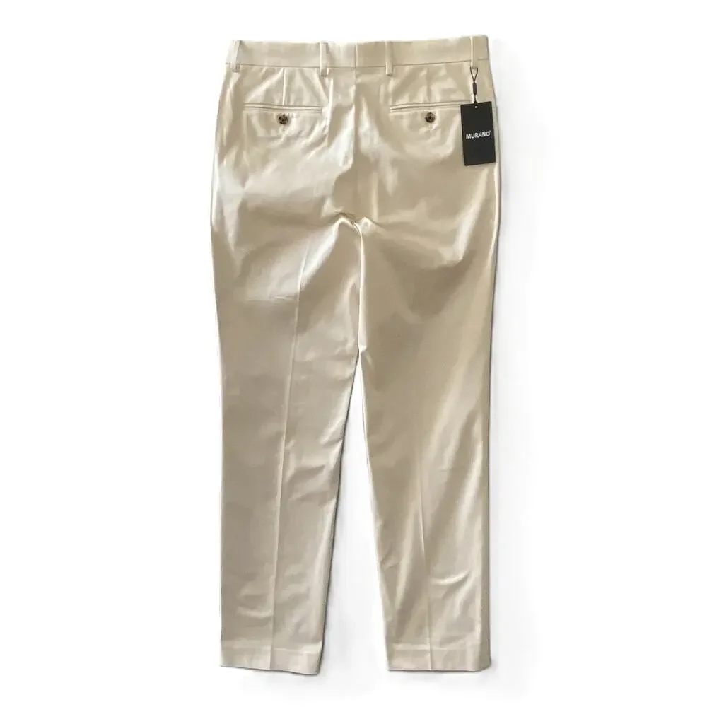 Murano Dress Pants Men's 32x34 Alex Slim Fit Flat Front Solid Cream NEW